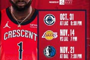 鹈鹕晒NBA杯赛程：11月将先后对阵快船、湖人、独行侠、灰熊